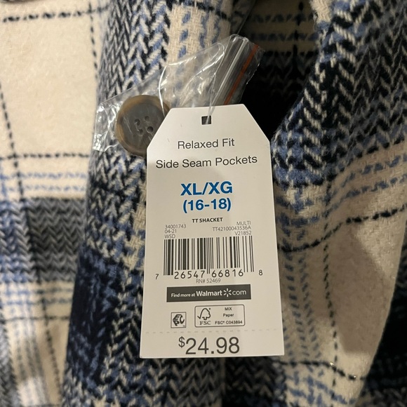 ❌SOLD❌NWT Time and Tru Women’s Size XL Shacket - Picture 3 of 9